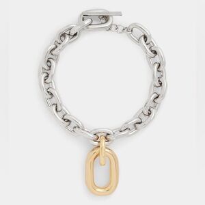 Paco Rabanne Silver/Gold Collier XL Link Mixed Metal Chunky Necklace $790 MSRP